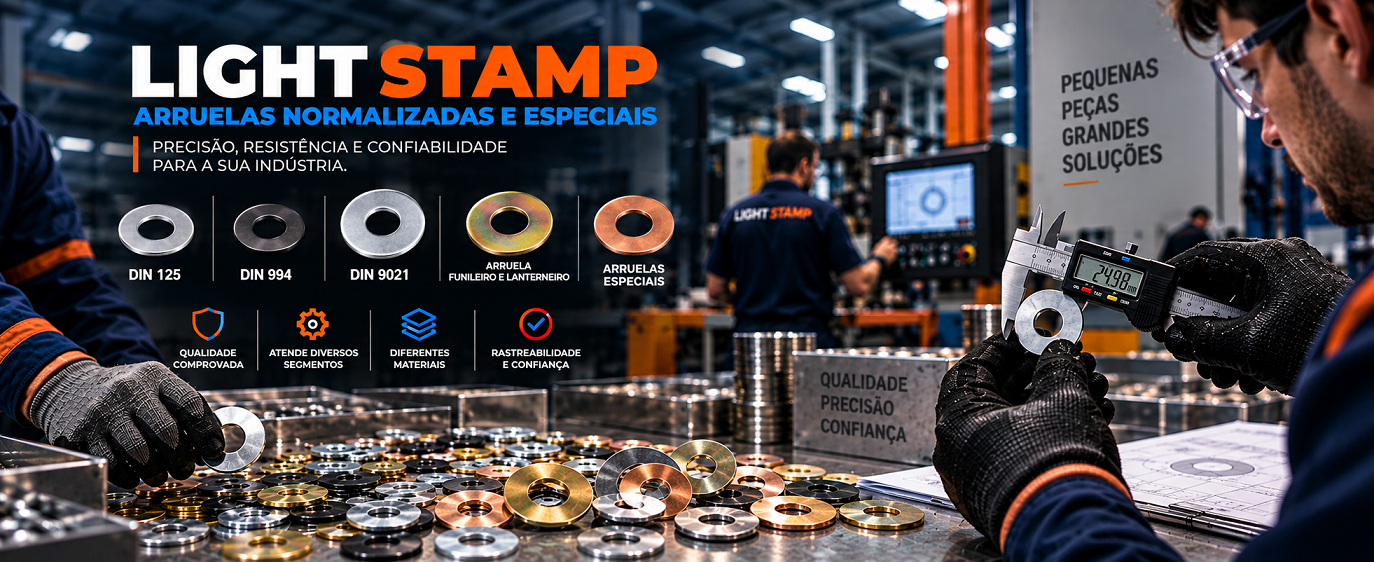 Arruela Lisa Normalizadas e Especiais - Fabricante Nacional Light Stamp